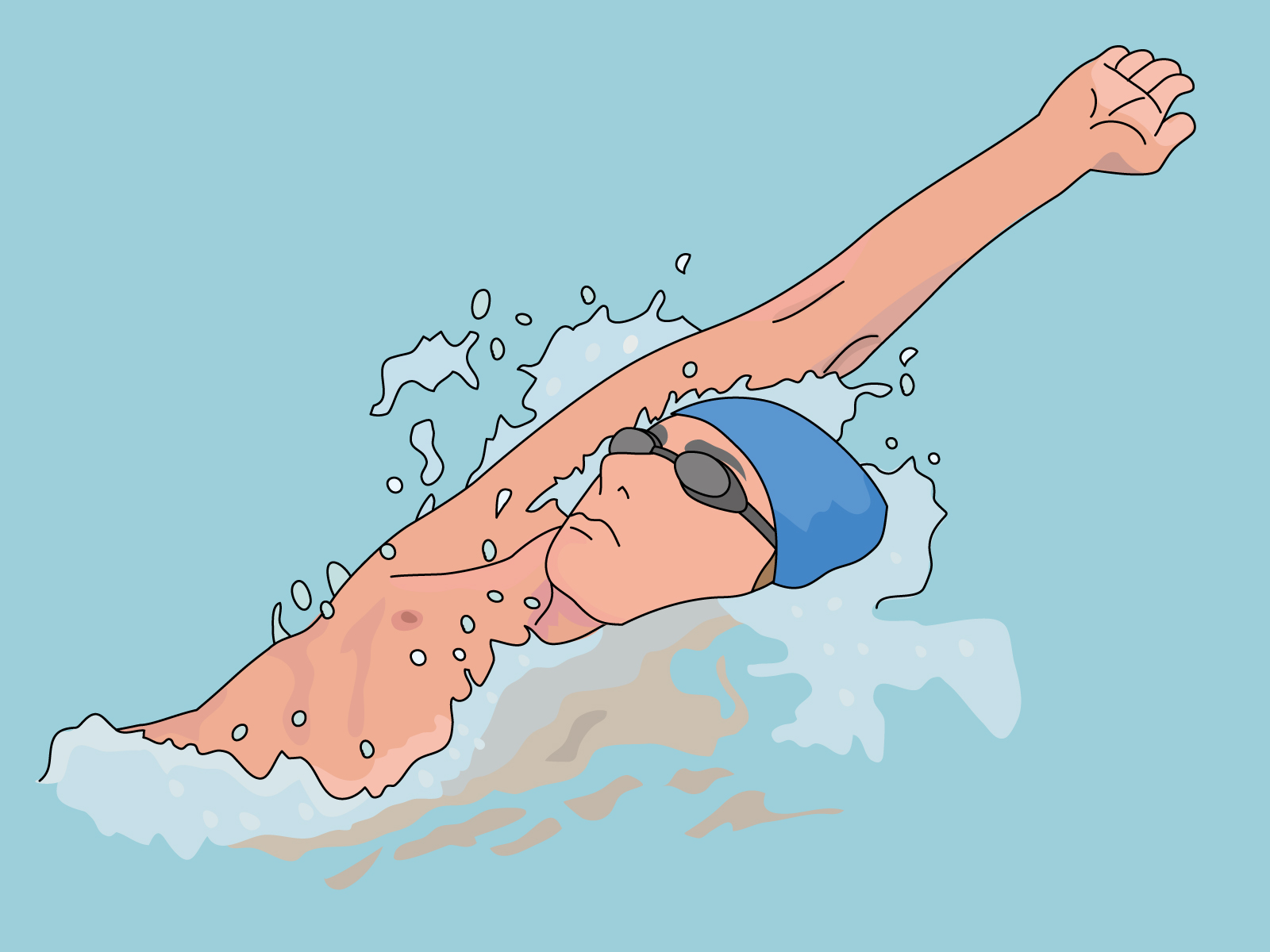 泳いでいる男性